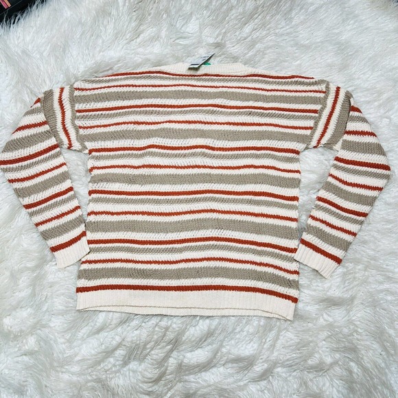 UNITED COLORS OF BENETTON WOMENS STRIPED KNIT SWEATER OATMEAL SIZE LARGE - Picture 7 of 7